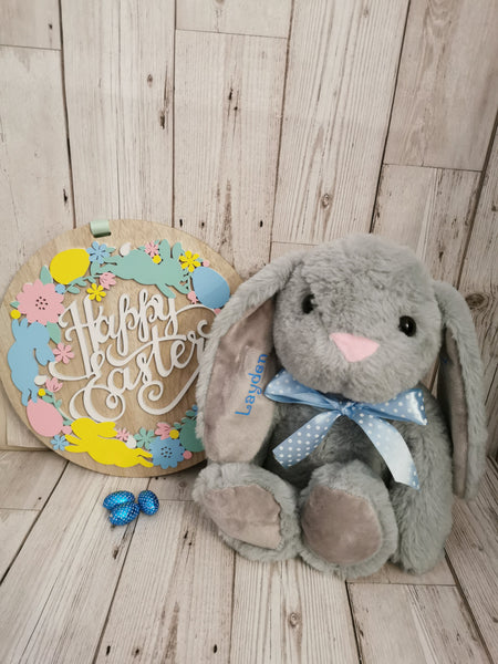 Personalised Grey Easter Bunny Teddy