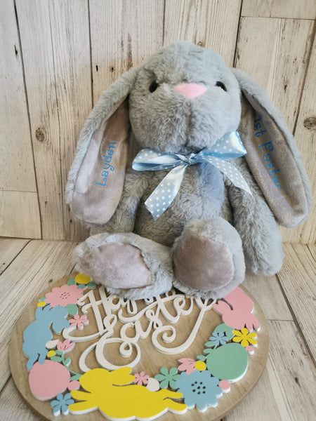 Personalised Grey Easter Bunny Teddy