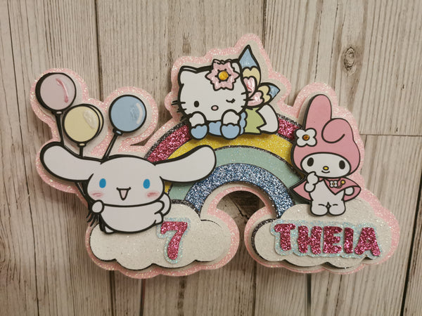 Personalised Cinnamoroll Hello Kitty & Friends 3d Style Cake Topper