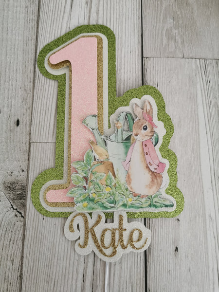 Personalised Flopsy Rabbit 1st Birthday Cake Topper