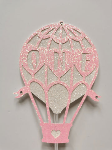 ONE Balloon Style Glitter Cake Topper 14 Colours