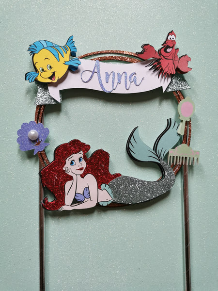 Personalised Little Mermaid style Cake Topper