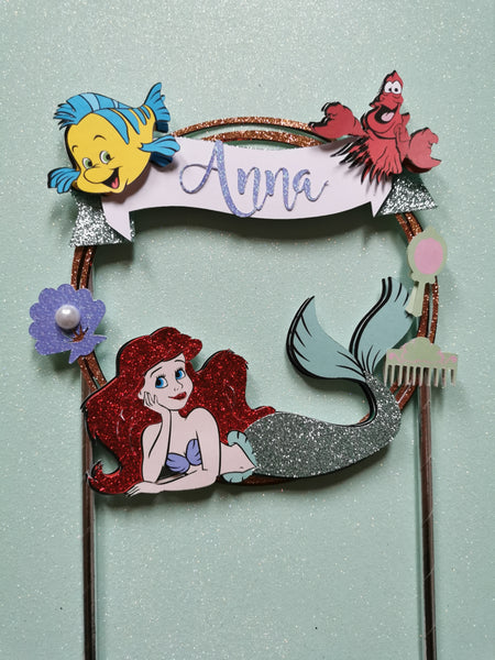 Personalised Little Mermaid style Cake Topper