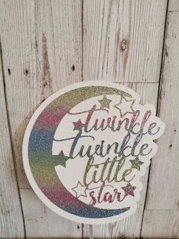 Twinkle Twinkle Little Star Glitter Cake Topper (I) 14 Colours