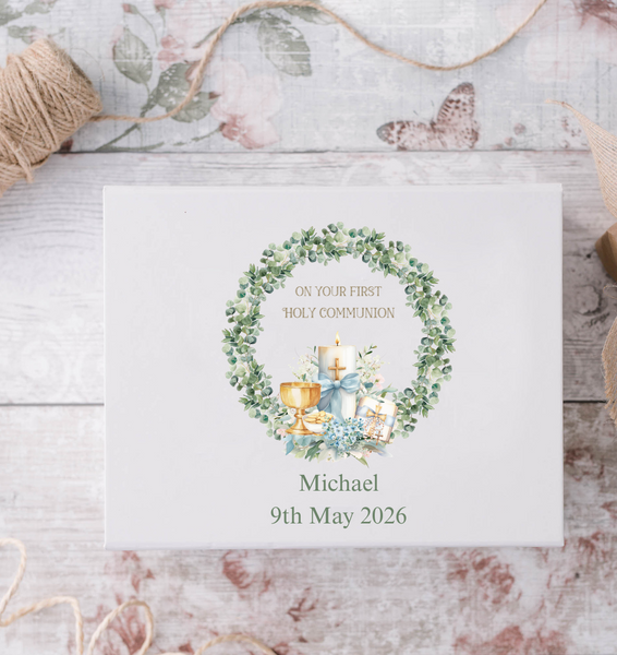 Personalised On Your First Holy Communion Wreath Style Gift Box