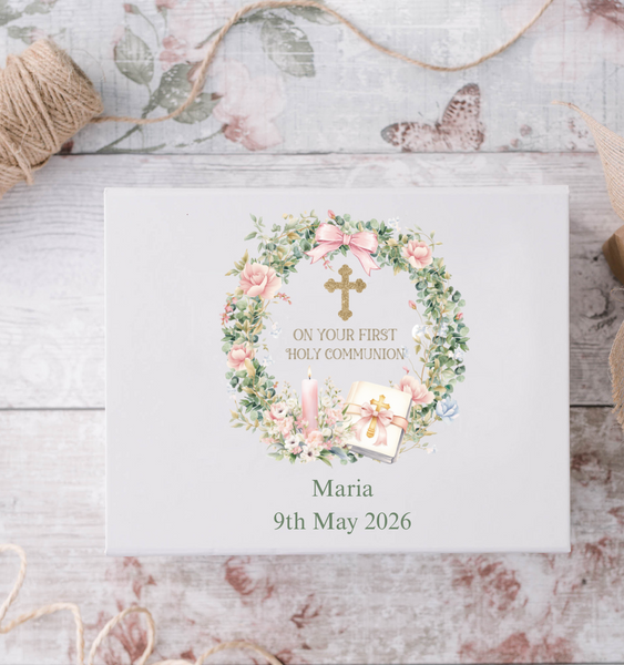 Personalised On Your First Holy Communion Wreath Style Gift Box
