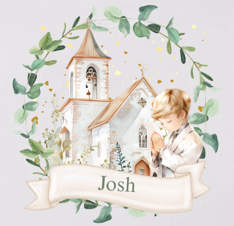 Personalised First Holy Communion Church & Wreath Style Cold Cup