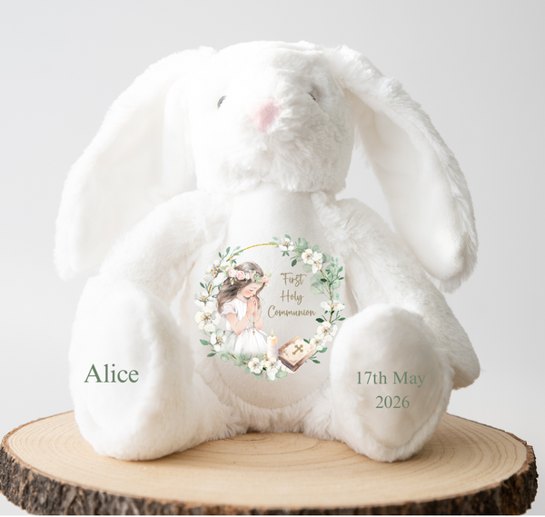 Personalised On Your First Holy Communion Praying Child Bunny Rabbit