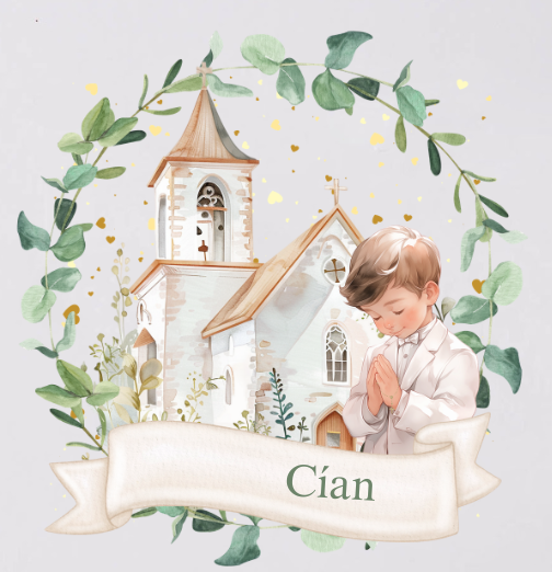 Personalised First Holy Communion Church & Wreath Style Cold Cup