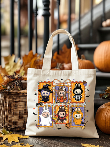 Labubu Stamp Design Halloween Tote Bag