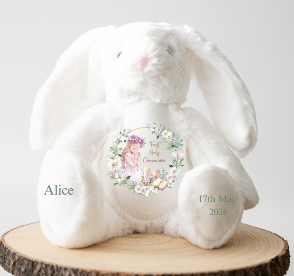 Personalised On Your First Holy Communion Praying Child Bunny Rabbit