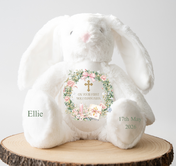 Personalised On Your First Holy Communion  Wreath Style Bunny Rabbit