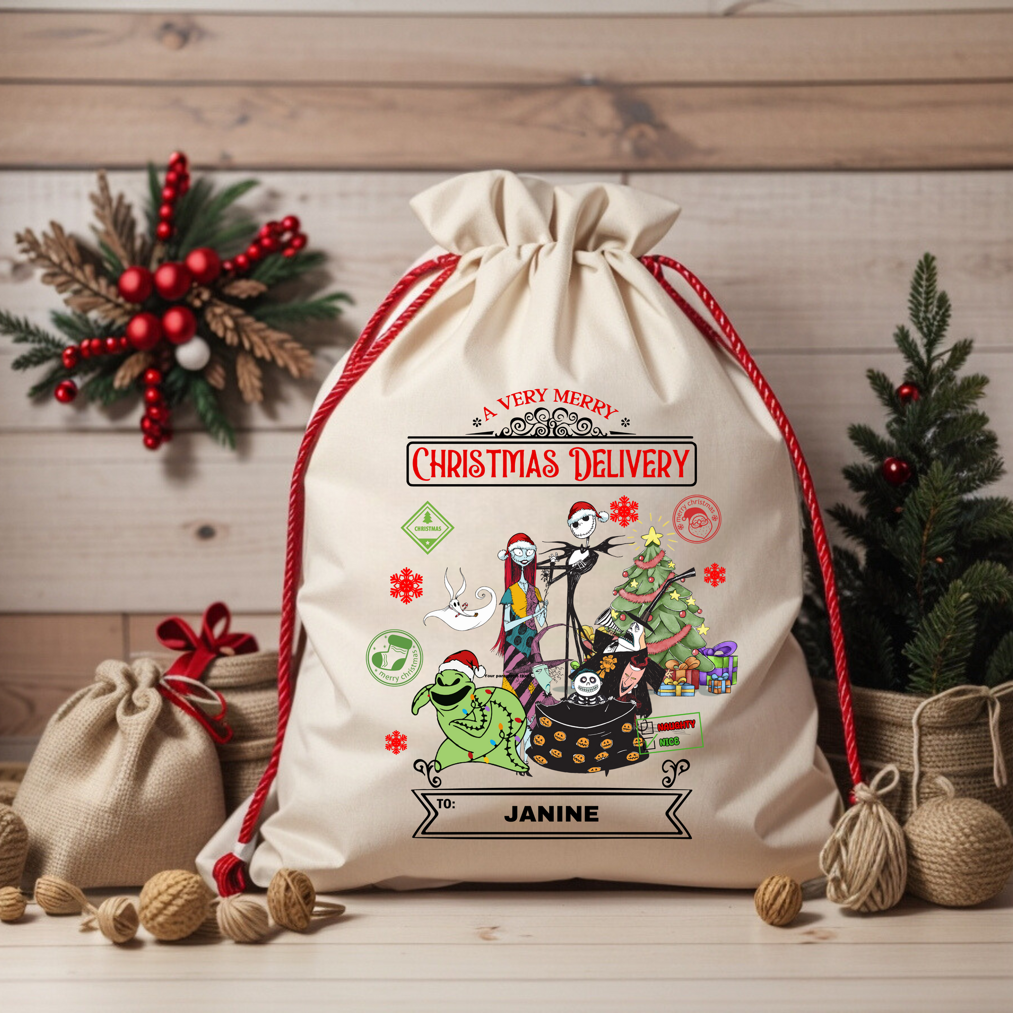 Personalised Nightmare before Christmas Santa Sack