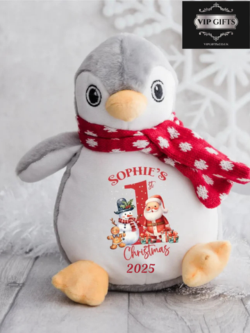 Personalised 1st Christmas Penguin Soft Toy