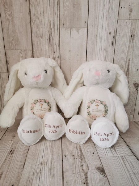 Personalised On Your First Holy Communion  Wreath Style Bunny Rabbit