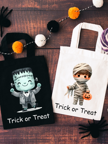 Frankenstein or Mummy Halloween Trick or Treat Mini Tote Bag