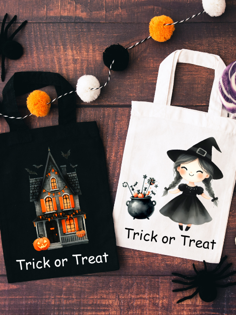 Spooky House or Witch Halloween Trick or Treat Mini Tote Bag