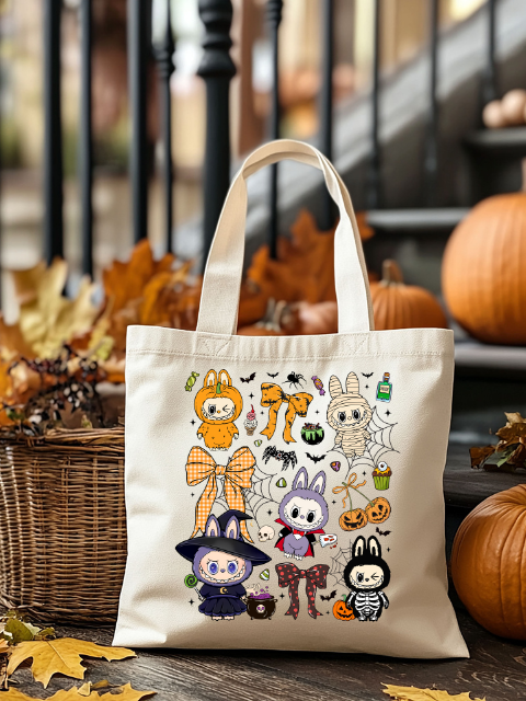 Labubu Bow Design Halloween Tote Bag