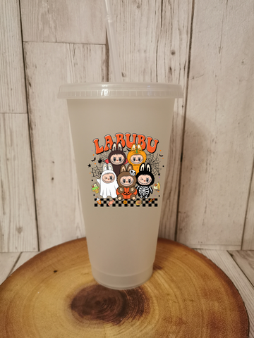Labubu Checkerboard Design Halloween Glow in the Dark Cold Cup