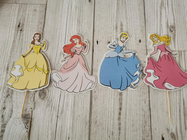 4 Disney Princesses & Castle Style Cake Topper Set