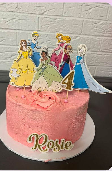 Personalised 6 Disney Princess Style Cake Topper Set