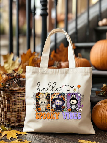 Labubu Spooky Vibes Halloween Tote Bag