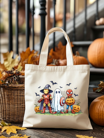 Spiderman & Ironman Superhero Halloween Tote Bag