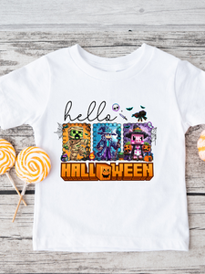 Hello Halloween Minecraft Stamp Design T-Shirt