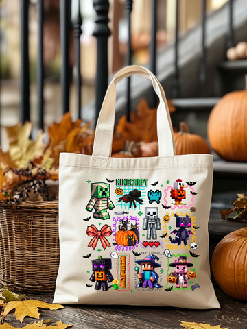 Minecraft Square Halloween Design Tote Bag