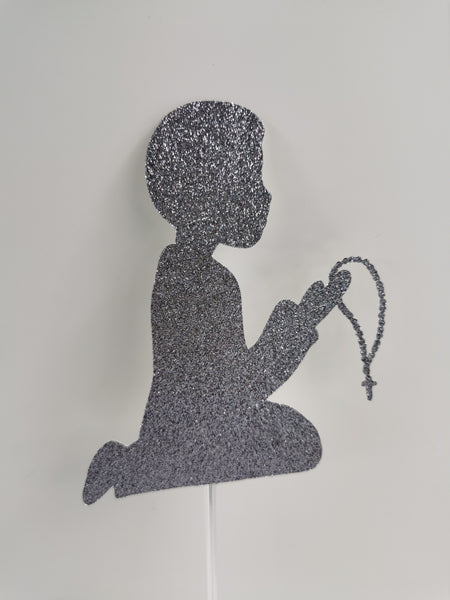 1st/First Holy Communion Praying Child Style (F) Glitter Cake Topper 12 Colours