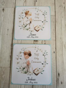 Personalised 1st / First Holy Communion Wreath Style Card Boy