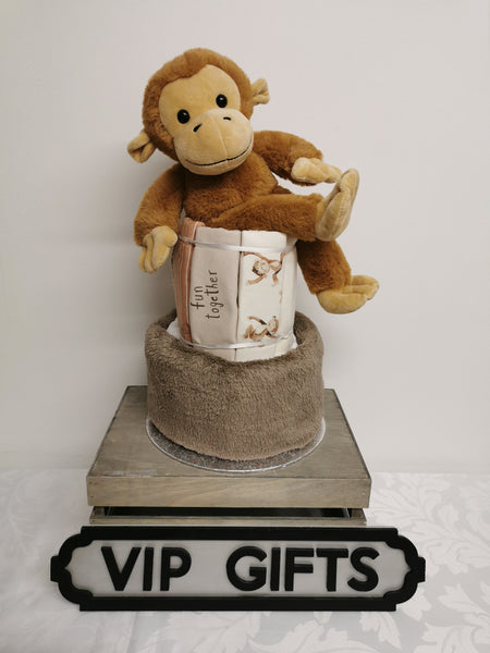 Cheeky Monkey Style Nappy Cake Neutral Baby Gift