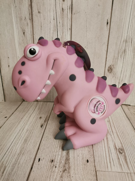 Pink Plastic Dinosaur Money Box