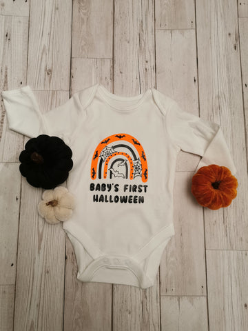 Baby's First Halloween Rainbow & Bats Baby Onesie