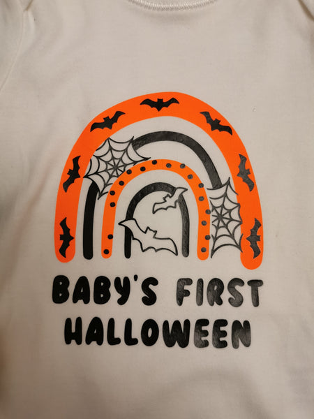 Baby's First Halloween Rainbow & Bats Baby Onesie
