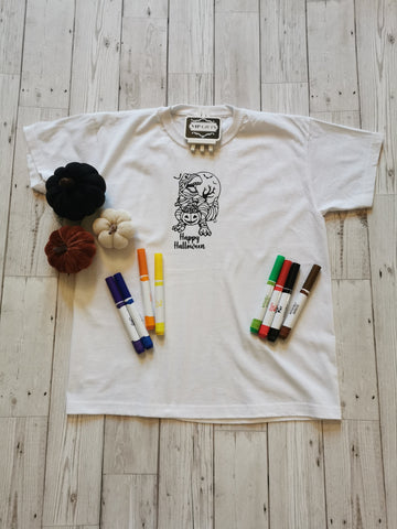 Happy Halloween Dinosaur Colour Me In T-Shirt