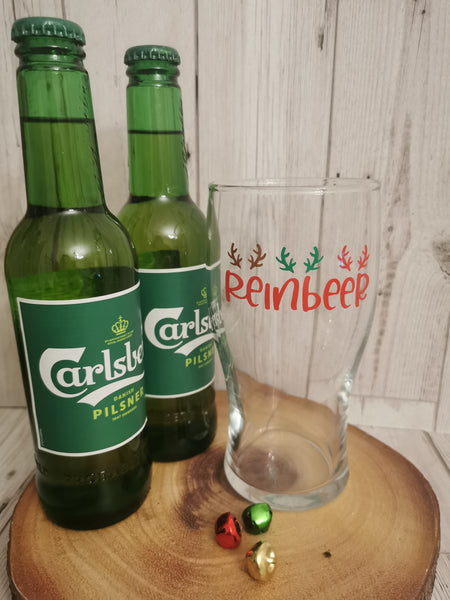 Personalised Christmas Reinbeer Pint Glass & Box