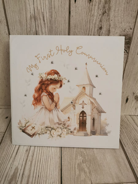 Personalised 1st/First Holy Communion Church Style Card Girl