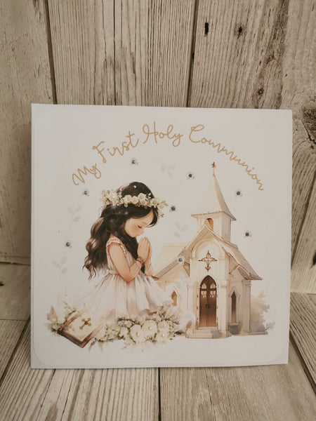 Personalised 1st/First Holy Communion Church Style Card Girl