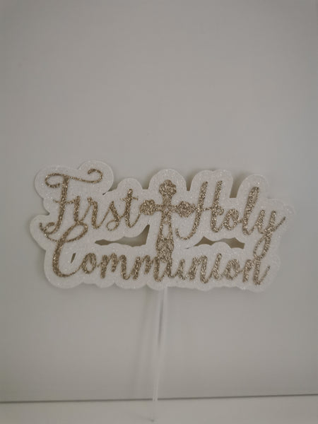 1st/First Holy Communion Style (H) Glitter Cake Topper 12 Colours