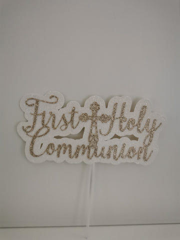 1st/First Holy Communion Style (H) Glitter Cake Topper 12 Colours