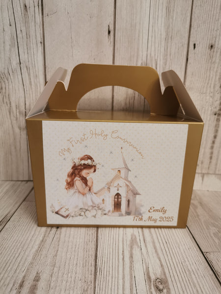 Personalised 1st/First Holy Communion Girl Church Style Party Boxes