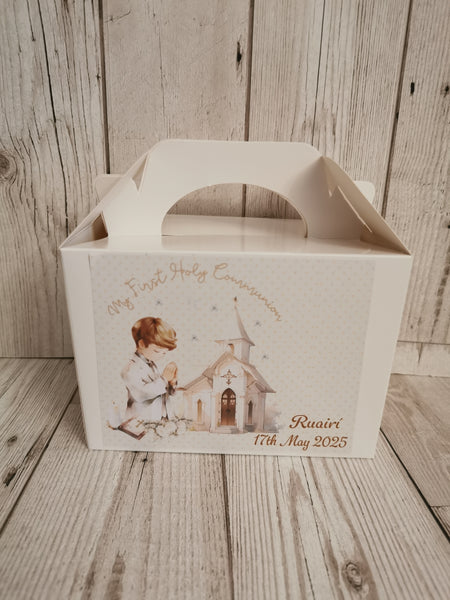 Personalised 1st/First Holy Communion Boy Church Style Party Boxes