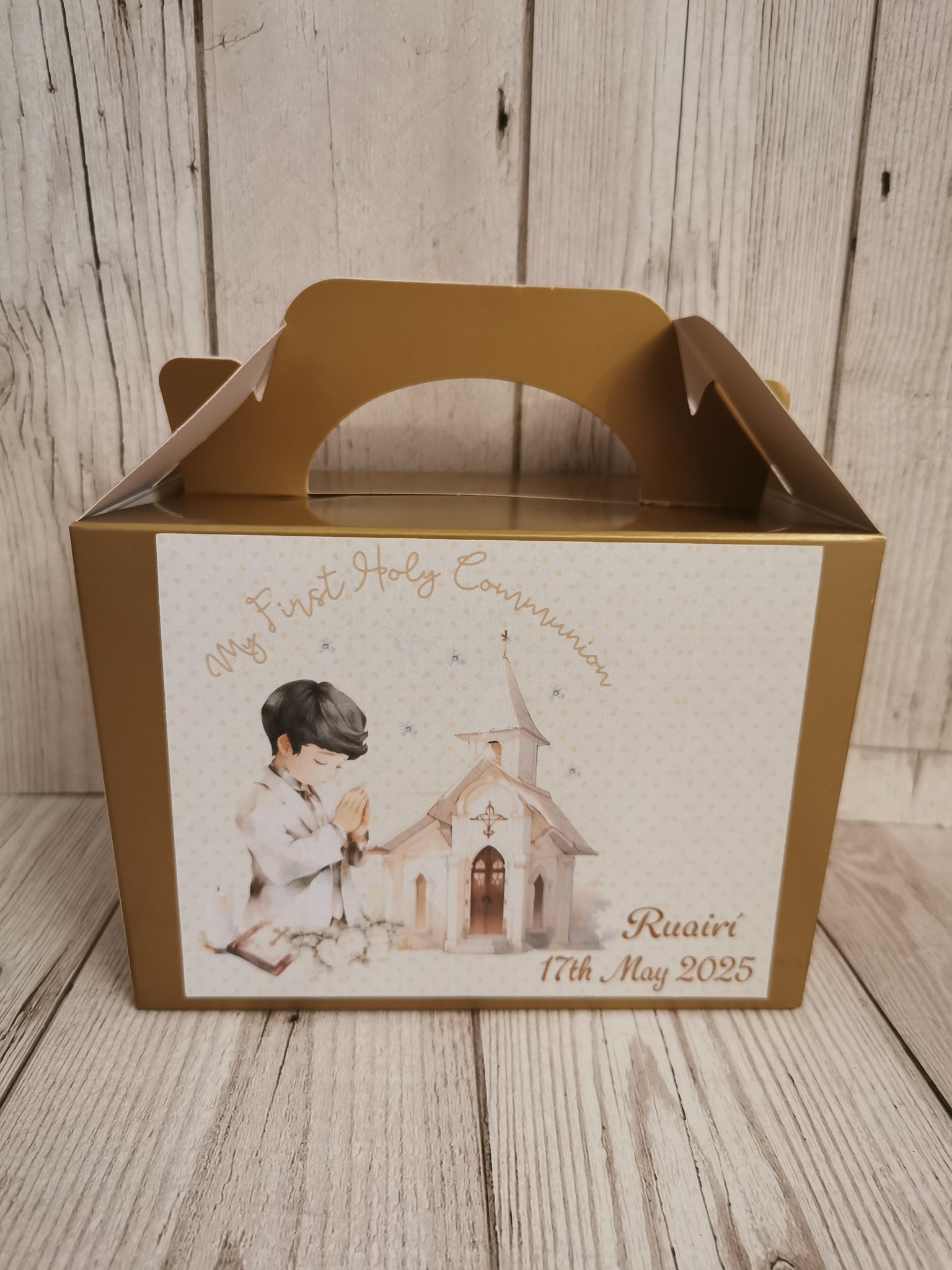 Personalised 1st/First Holy Communion Boy Church Style Party Boxes