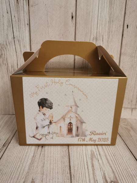Personalised 1st/First Holy Communion Boy Church Style Party Boxes