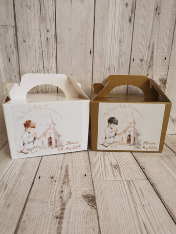 Personalised 1st/First Holy Communion Boy Church Style Party Boxes