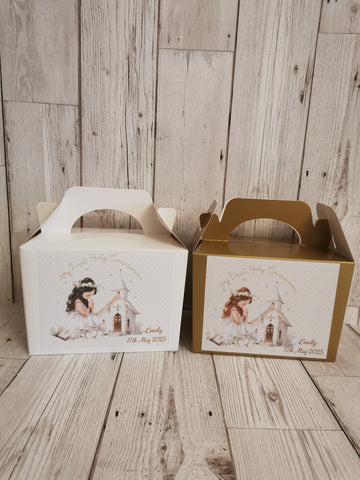 Personalised 1st/First Holy Communion Girl Church Style Party Boxes