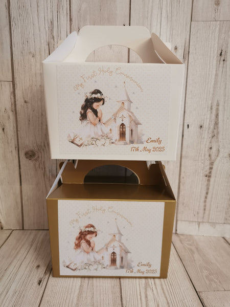 Personalised 1st/First Holy Communion Girl Church Style Party Boxes