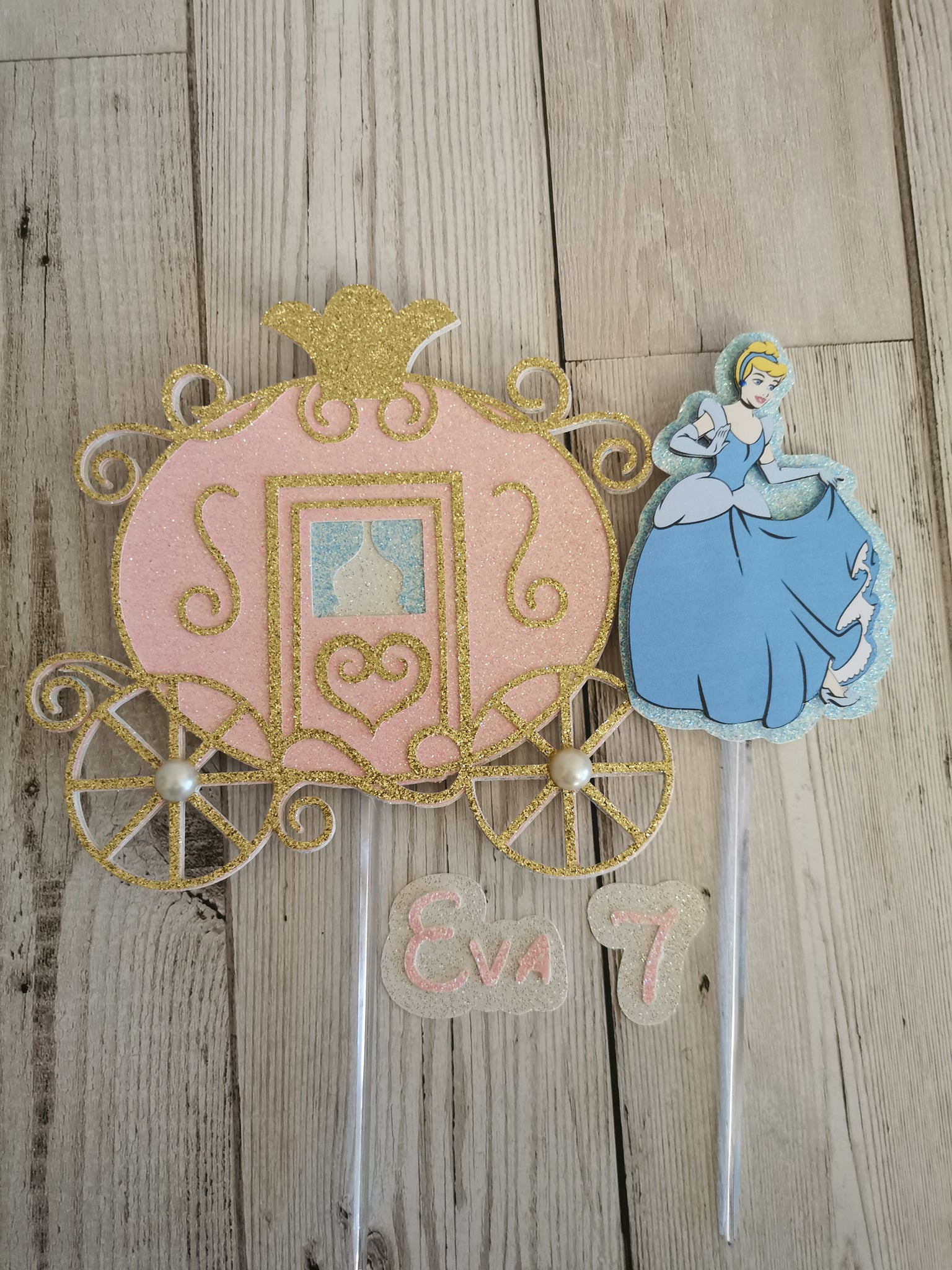 Personalised Cinderella & Carriage Cake Topper