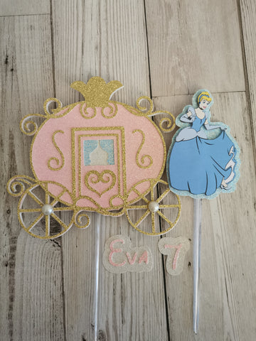 Personalised Cinderella & Carriage Cake Topper